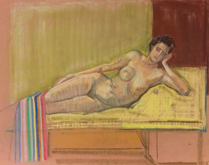 Gilbert Adams - Mid 20th Century Pastel, Sleeping Nude