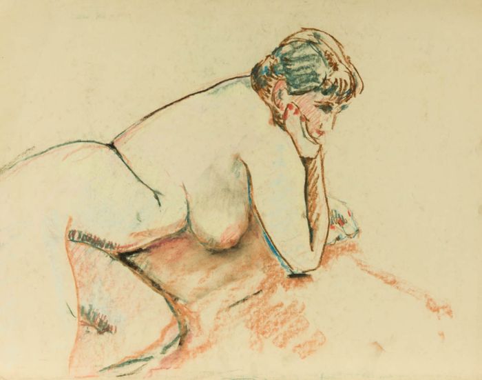 Gilbert Adams - Mid 20th Century Pastel, Resting Nude