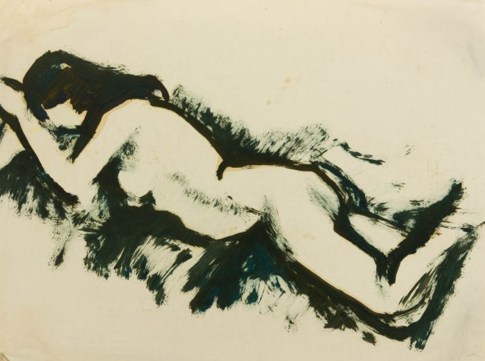 Gilbert Adams - Mid 20th Century Watercolour, Reclining Nude Outline