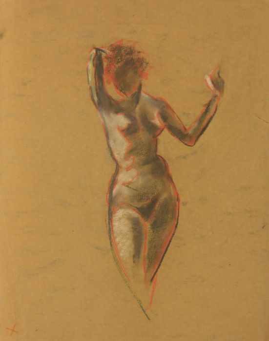 Gilbert Adams - Mid 20th Century Pastel, Standing Nude
