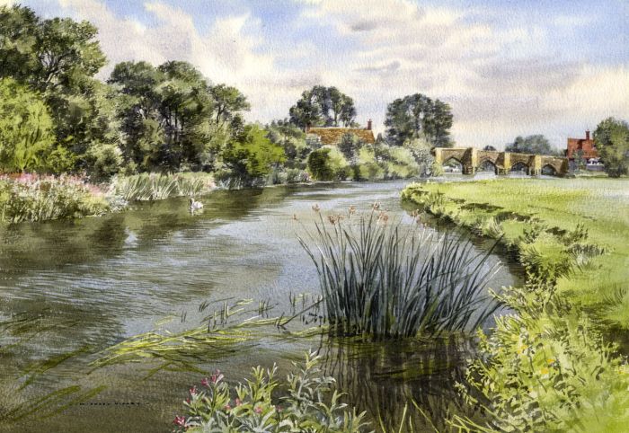 Michael Vicary - 1987 Watercolour, Thames at Newbridge
