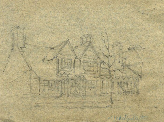 19th Century Graphite Drawing - Old House, Machynlleth