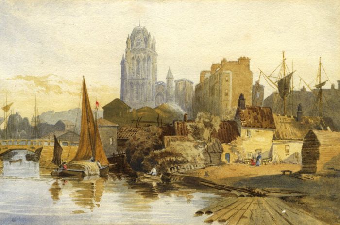 Fine Late 19th Century Watercolour - City River Scene
