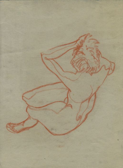 Gilbert Adams - Mid 20th Century Pastel, Nude in Orange