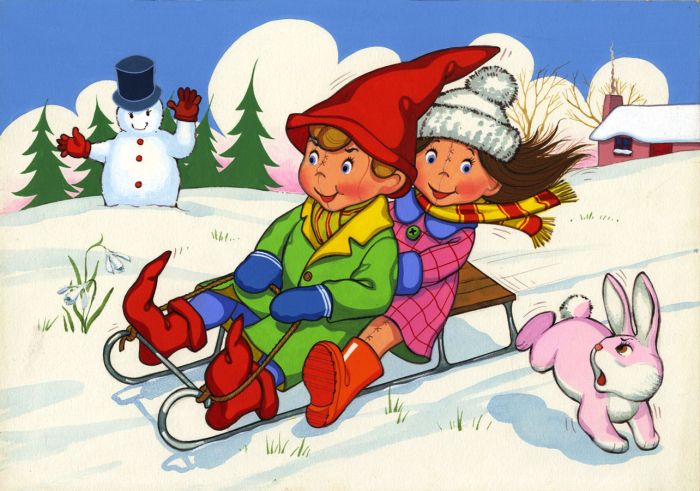 Contemporary Gouache - Sledging