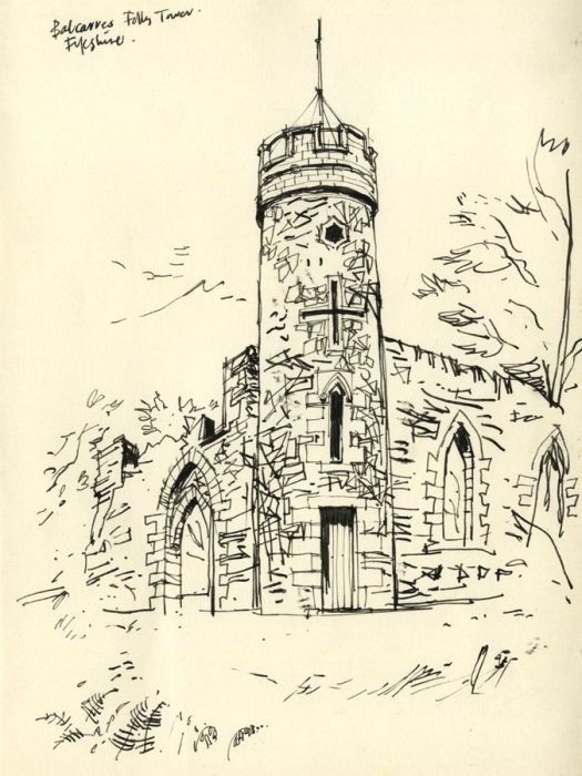 Paul Sharp - Mid 20th Century Pen and Ink Drawing, Three Studies of Buildings