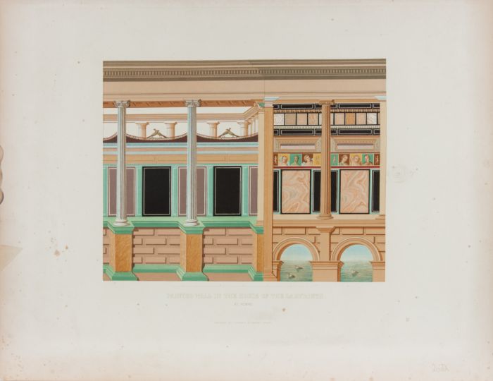 Lewis Gruner - 1850 Chromolithograph, Painted Wall in the House of the Labyrinth
