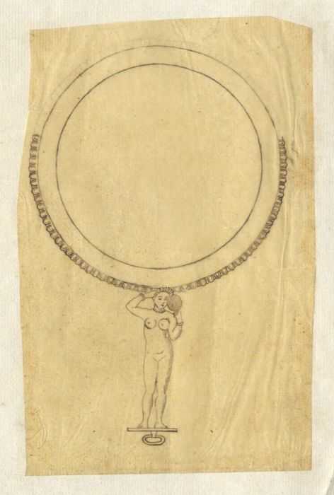 Set of Three Late 19th Century Pen and Ink Drawing - Hand Mirror Designs