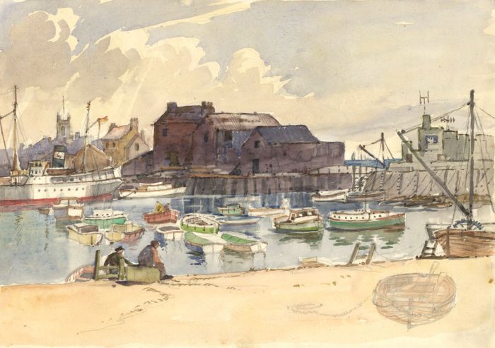 Mid 20th Century Watercolour - Harbour View