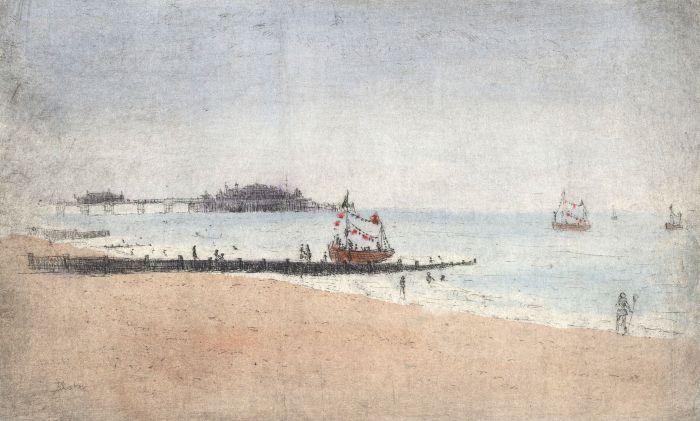 Michael Blaker (b.1928) - 20th Century Etching, Pleasure Boats at Brighton