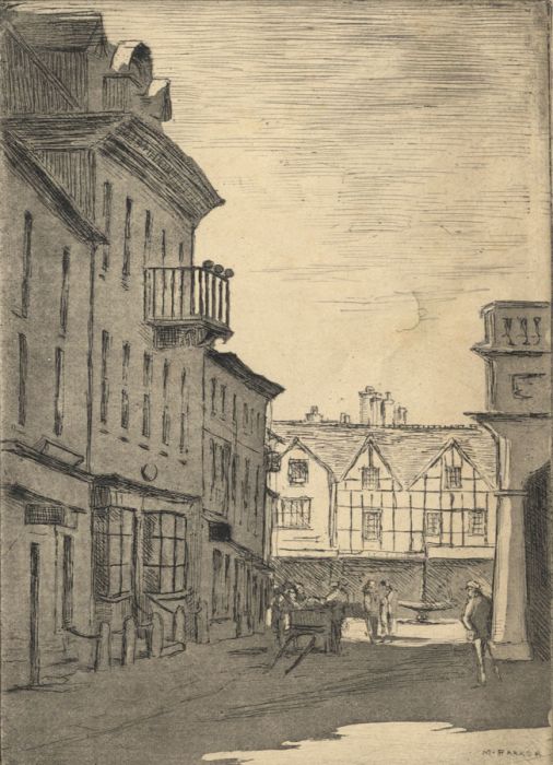 M. Parker - Mid 20th Century Etching, Cupola House, Bury St. Edmunds