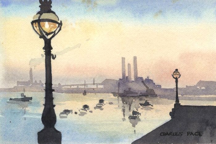 Charles Pace - Mid 20th Century Watercolour, London River Scene
