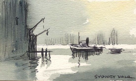 Sydney Vale FRSA - Mid 20th Century Pen and Ink Drawing, River Boats