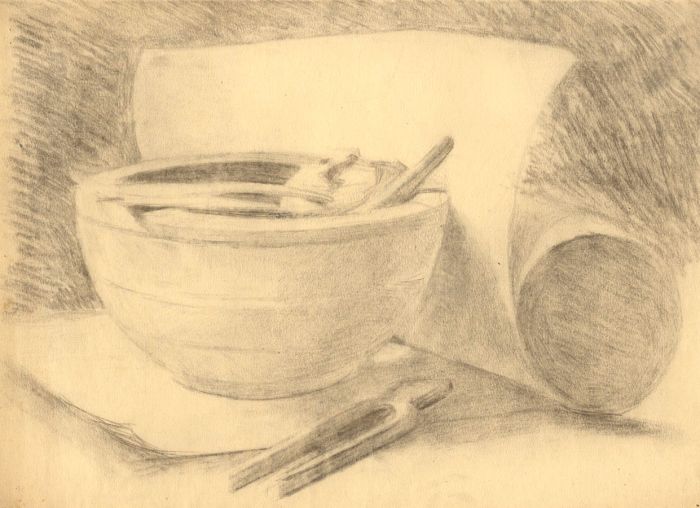 Mary Cecilia Crompton - Contemporary Charcoal Drawing, Still Life with Bowl