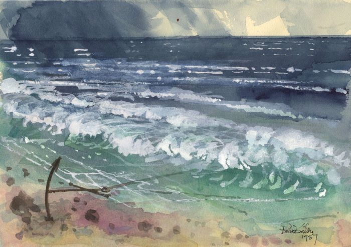 Richard Harding Seddon PRWS - 1987 Gouache, Waves