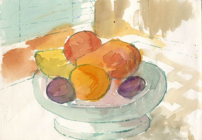 Richard Harding Seddon PRWS - Contemporary Watercolour, Still Life with Fruit