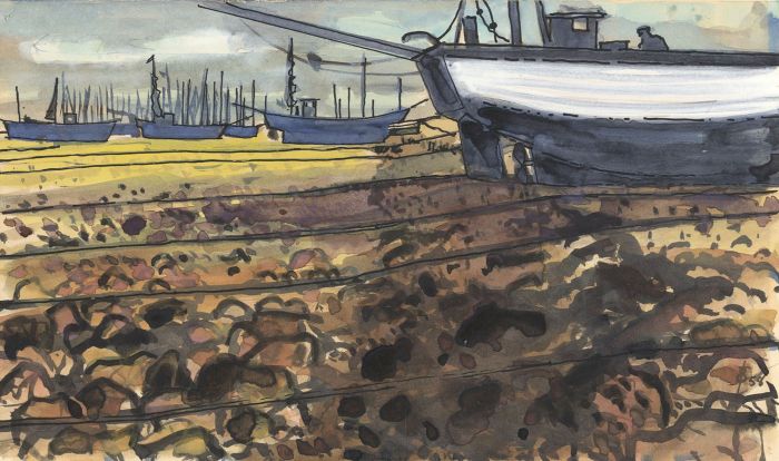 Richard Harding Seddon PRWS - 1958 Gouache, The Tideline, Hastings