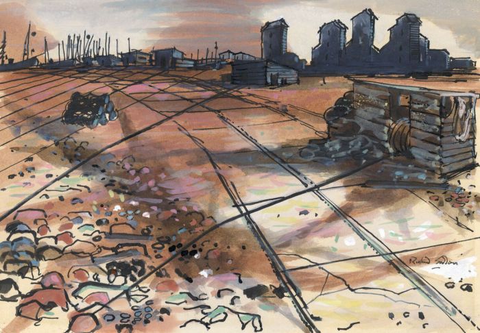 Richard Harding Seddon PRWS - Contemporary Gouache, Fishermen's Beach, Hastings