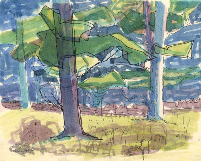 Richard Harding Seddon PRWS - 1957 Pen and Ink Drawing, Trees