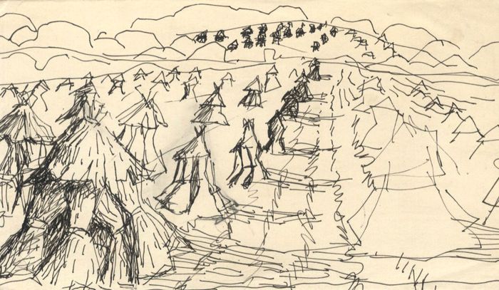 Richard Harding Seddon PRWS - Contemporary Pen and Ink Drawing, Haystacks