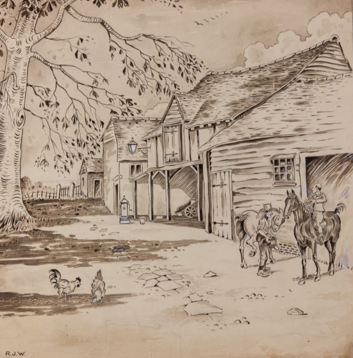 Richard James Williams - 1910 Pen and Ink Drawing, Swan Inn