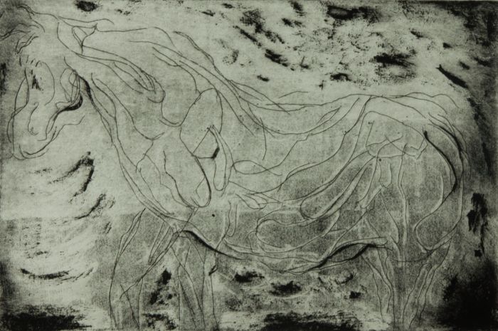 Joan Lewis - Contemporary Etching, Horse From the Sea