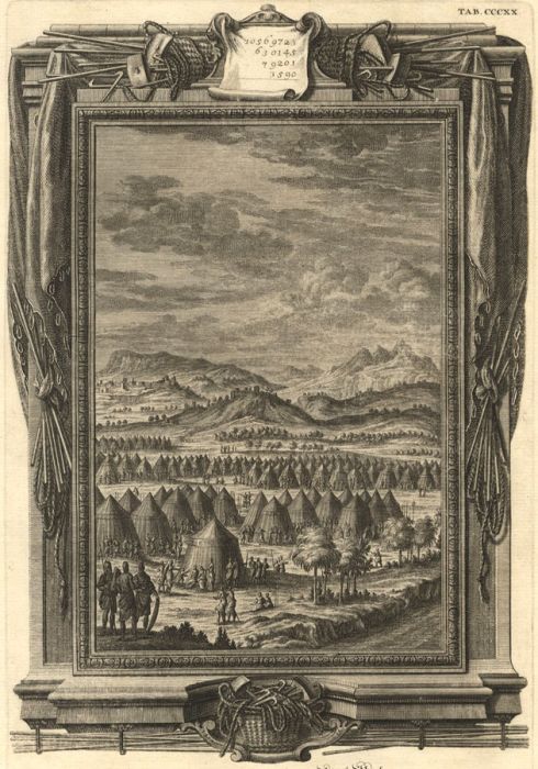 I. G. Pintz - 18th Century Engraving, Castra Ilfraelis ad Lordanem