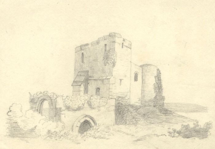 E. P.  Clinton - 1820 Graphite Drawing, Castle Ruins