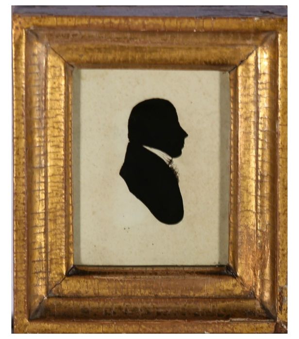 Miniature Early 19th Century Oil on Glass - Silhouette of a Georgian Gentleman
