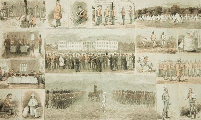 After E.K. Johnson RWS - 1886 Wood Engraving, Military Life Illustrations