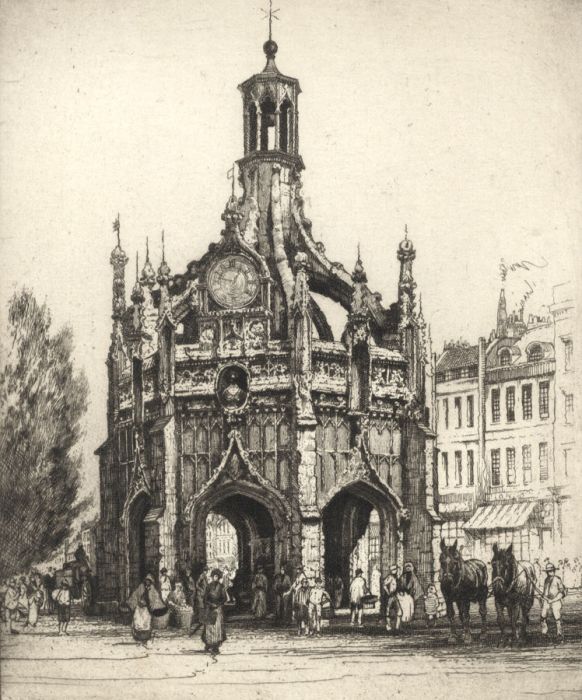 Edward Sharland - Early 20th Century Etching, The Market Cross, Chichester