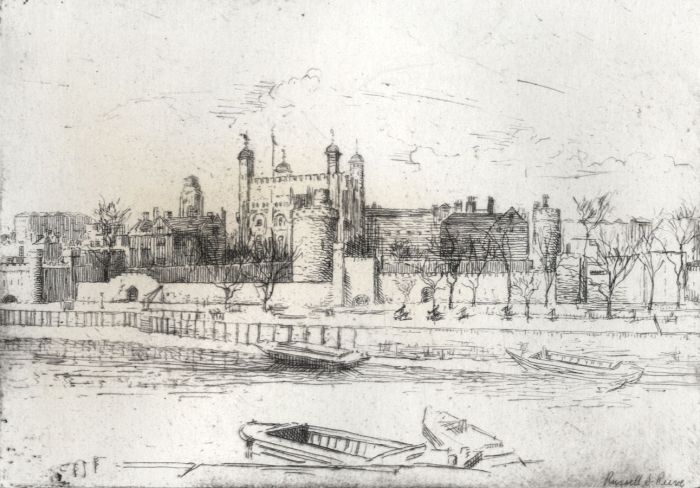 Russell Sidney Reeve - Mid 20th Century Etching, Tower of London