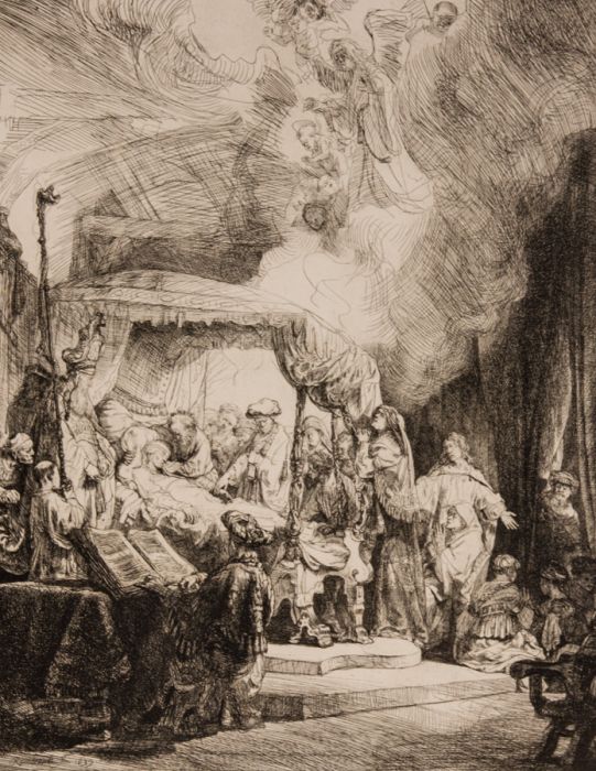After Rembrandt - 19th Century Etching, Death of the Virgin