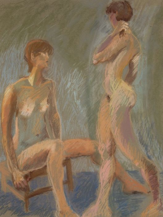 Contemporary Pastel - A Study of Two Nudes