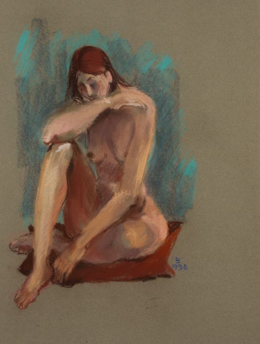 EDMA - 1996 Pastel, Nude Leaning on Arm