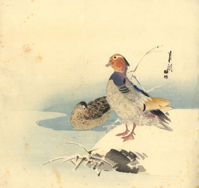 Late 19th Century Japanese Woodblock - Birds by the River