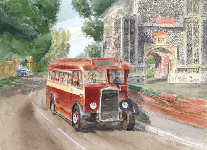 Geoffrey Richard Mortimer - Mid 20th Century Watercolour, Study of a Bus