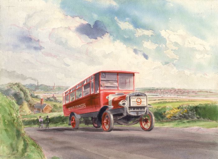 Geoffrey Richard Mortimer - Mid 20th Century Watercolour, Bus to East Bergholt