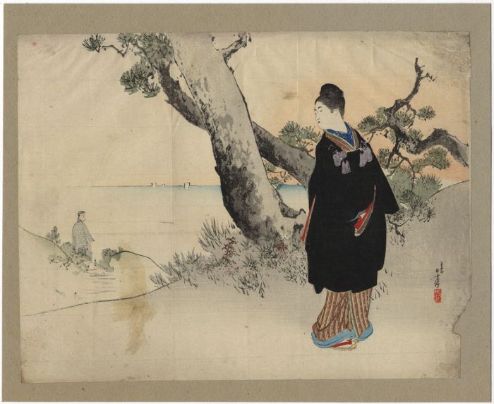 Late 19th Century Japanese Woodblock - Looking to the Lake