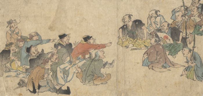 Late 19th Century Japanese Woodblock - East versus West