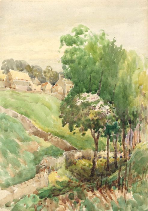 Hildred Harpin - Early 20th Century Watercolour, Landscape with Farm Buildings