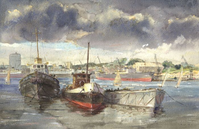 Geoffrey Richard Mortimer - Detailed 1962 Watercolour, Cliff Quay