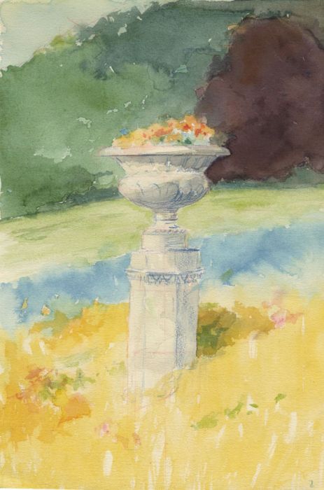 Geoffrey Richard Mortimer - Mid 20th Century Watercolour, Urn with Flowers