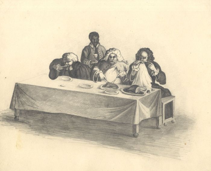 20th Century Graphite Drawing - Courtly Feast