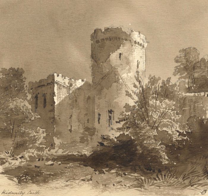English School - 19th Century India Ink, Kidwelly Castle
