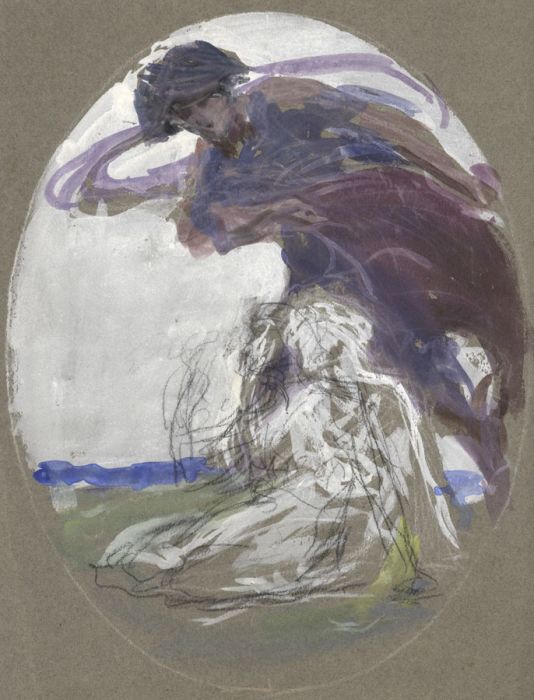 William Henry Margetson - Early 20th Century Gouache, Floating Lady