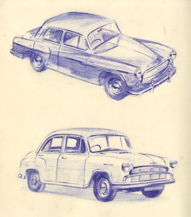 Geoffrey Richard Mortimer - Mid 20th Century Pen and Ink Drawing, Car Studies