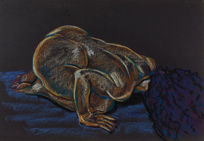 Carl F. Hodgson - Contemporary Pastel, Crouched Nude