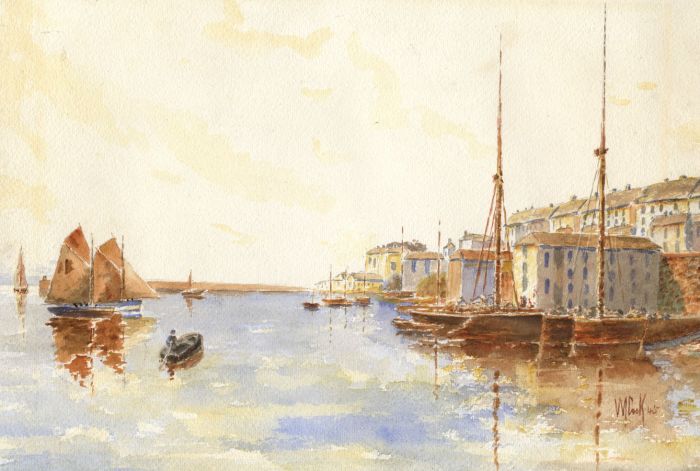 M. Cook - 1945 Watercolour, Harbourside