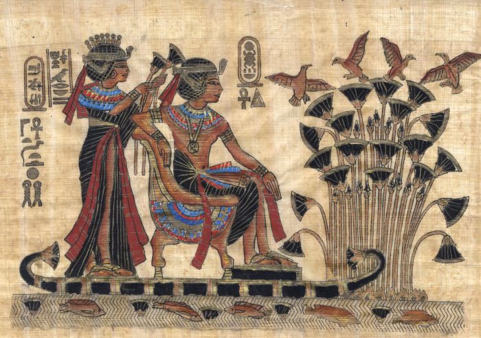 Mid 20th Century Gouache - Egyptian Scene on Papyrus